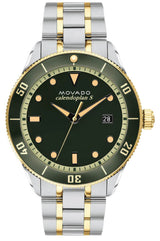 Shop Movado Heritage Calendoplan Black Dial Two Tone Steel Strap Watch For Men - 3650096 in USA