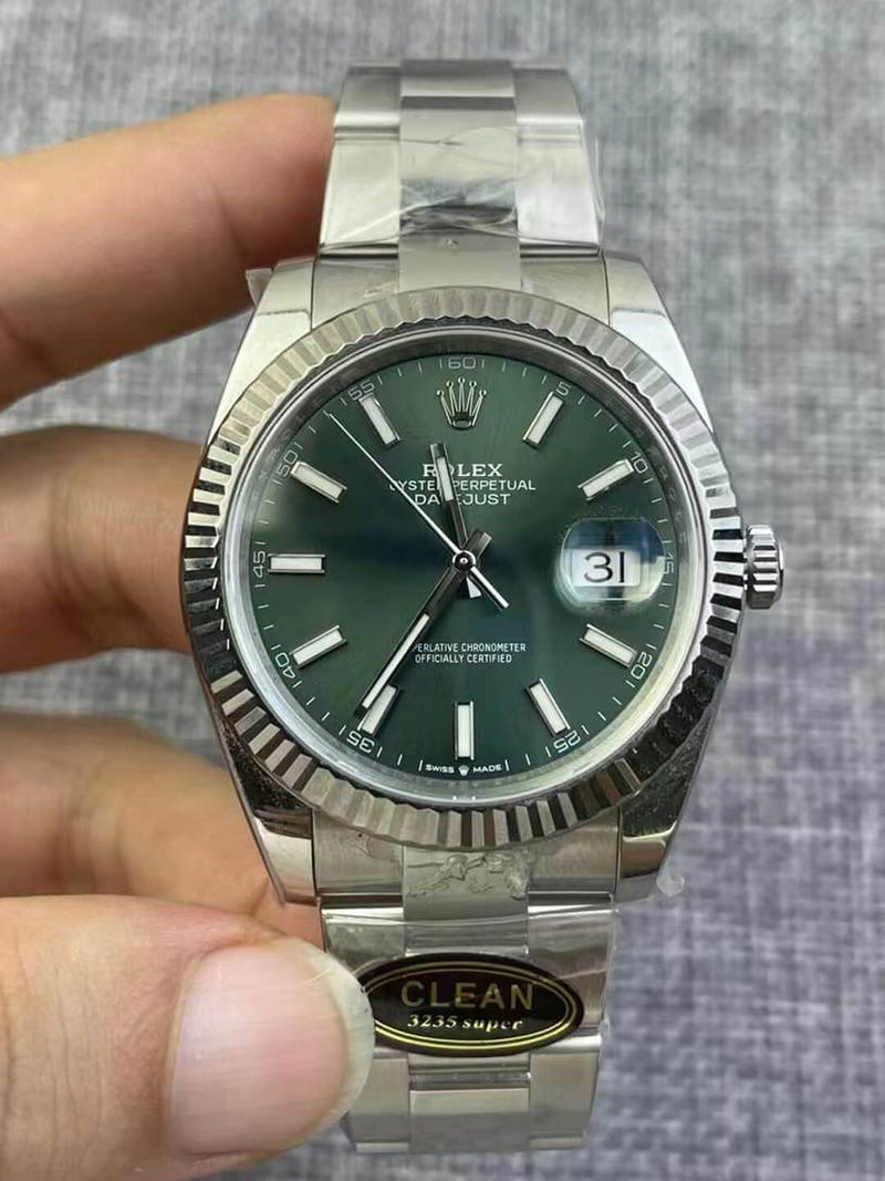 Shop Rolex Datejust 41 Oyster Green Dial Oystersteel & White Gold Strap Watch for Men - M126334-0027 in USA