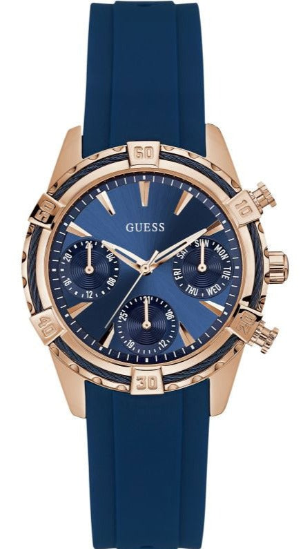 Shop Guess Analog Quartz Blue Dial Blue Rubber Strap Watch For Women - W0562L3 in USA