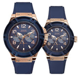 Shop Guess Rigor Blue Dial Blue Silicone Strap Watch For Men - W0247G3 in USA