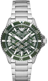 Emporio Armani Diver Automatic Green Dial Silver Steel Strap Watch For Men - AR60061 Buy Now By Emporio Armani