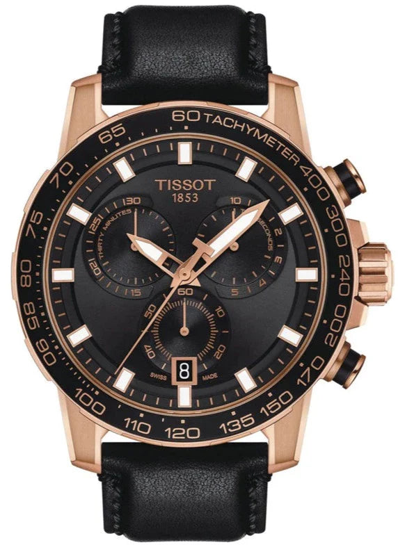 Tissot Supersport Chrono Black Dial Black Leather Strap Watch for Men - T125.617.36.051.00 Buy Now By Tissot