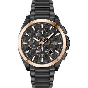 Hugo Boss Grandmaster Chronograph Black Dial Black Steel Strap Watch for Men - 1513885