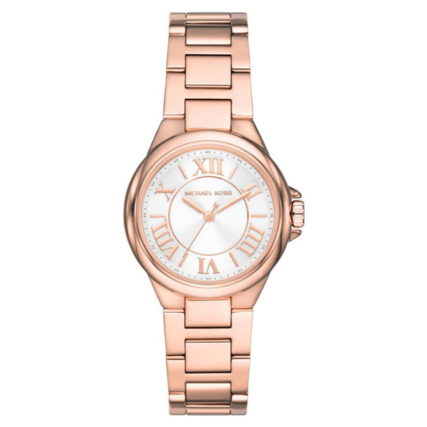 Shop Michael Kors Camille Quartz White Dial Rose Gold Steel Strap Watch For Women - MK7256 in USA
