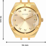 Shop Guess Crystalline Diamonds Gold Dial Gold Steel Strap Watch for Women - GW0114L2 in USA