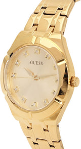 Shop Guess Crystalline Diamonds Gold Dial Gold Steel Strap Watch for Women - GW0114L2 in USA