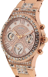 Guess Moonlight Multi Function Diamonds White Dial Rose Gold Steel Strap Watch for Women - GW0320L3 Buy Now By Guess