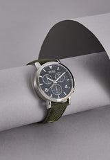 Hugo Boss Vesada Grey Dial Green Nylon Strap Watch for Men - 1513692 Buy Now By Hugo Boss