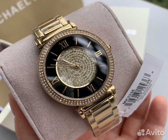 Michael Kors Catlin Black Dial Gold Steel Strap Watch for Women - MK3338 Buy Now By Michael Kors