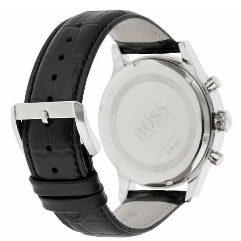 Hugo Boss Aeroliner Chronograph Black Dial Black Leather Strap Watch For Men - 1512448 Buy Now By Hugo Boss