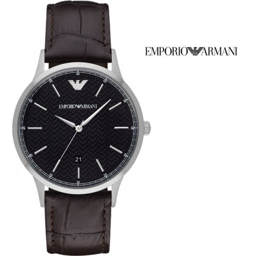 Emporio Armani Renato Quartz Black Dial Brown Leather Strap Watch For Men - AR11187 Buy Now By Emporio Armani