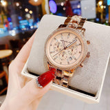 Michael Kors Ritz Chronograph Rose Gold Dial Rose Gold Steel Strap Watch For Women - MK7223 Buy Now By Michael Kors