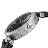 Shop Gucci Diamantissima Diamonds Black Dial Black Leather Strap Watch For Women - YA141403 in USA