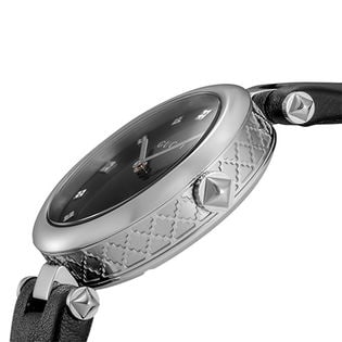 Shop Gucci Diamantissima Diamonds Black Dial Black Leather Strap Watch For Women - YA141403 in USA