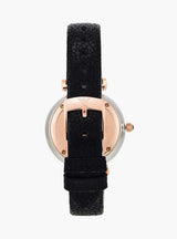 Emporio Armani Gianni T Bar Analog Blue Dial Black Leather Strap Watch For Women - AR1989 Buy Now By Emporio Armani