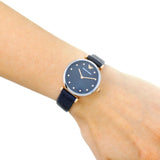 Emporio Armani Gianni T Bar Analog Blue Dial Black Leather Strap Watch For Women - AR1989 Buy Now By Emporio Armani