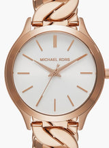 Michael Kors Runway Three-Hand Silver Dial Rose Gold Steel Strap Watch for Women - MK7473 Buy Now By Michael Kors