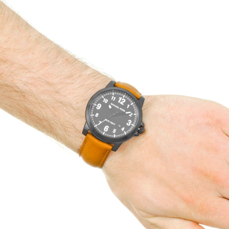 Michael Kors Paxton Analog Black Dial Brown Rubber Strap Watch For Men - MK8502 Buy Now By Michael Kors