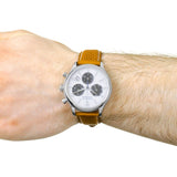 Movado Heritage Calendoplan Chronograph White Dial Brown Leather Strap Watch for Men - 3650008 Buy Now By Movado