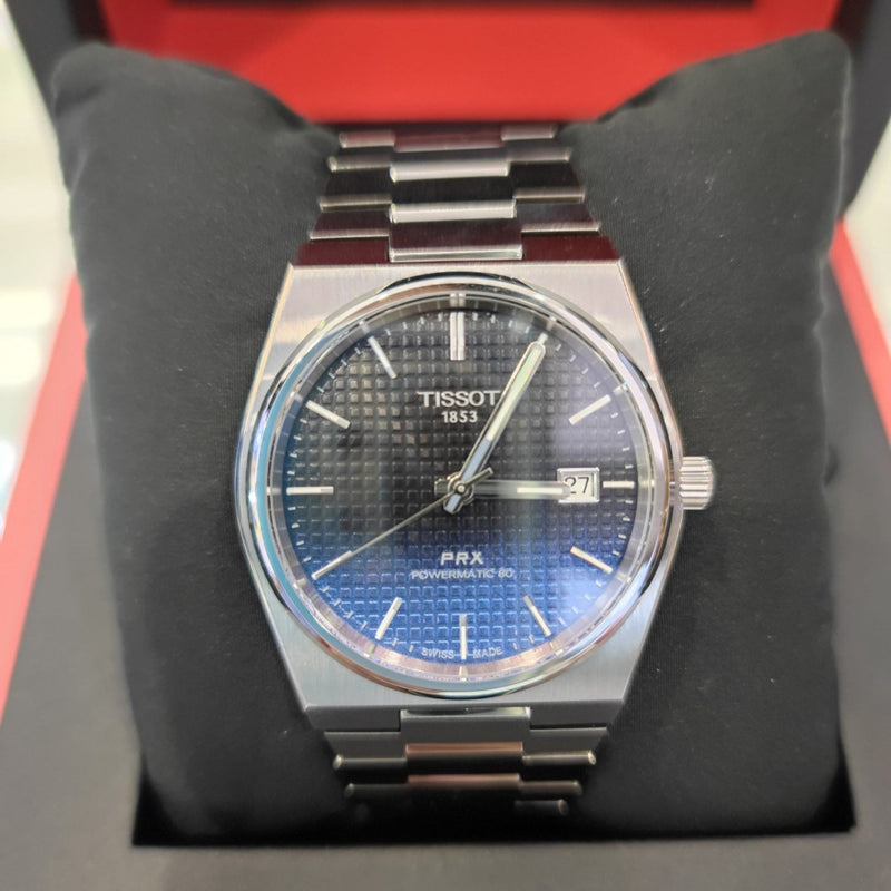 Tissot Powermatic 80 Automatic Gradient Blue Dial Silver Steel Strap Watch for Men - T137.407.11.051.01