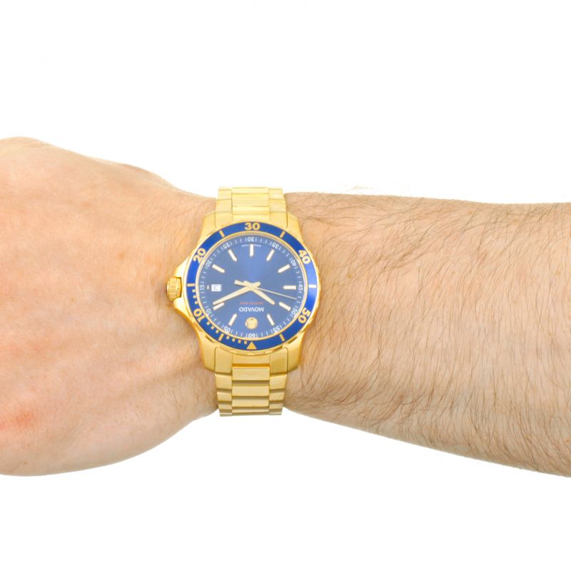Shop Movado Series 800 Blue Dial Gold Steel Strap Watch For Men - 2600144 in USA