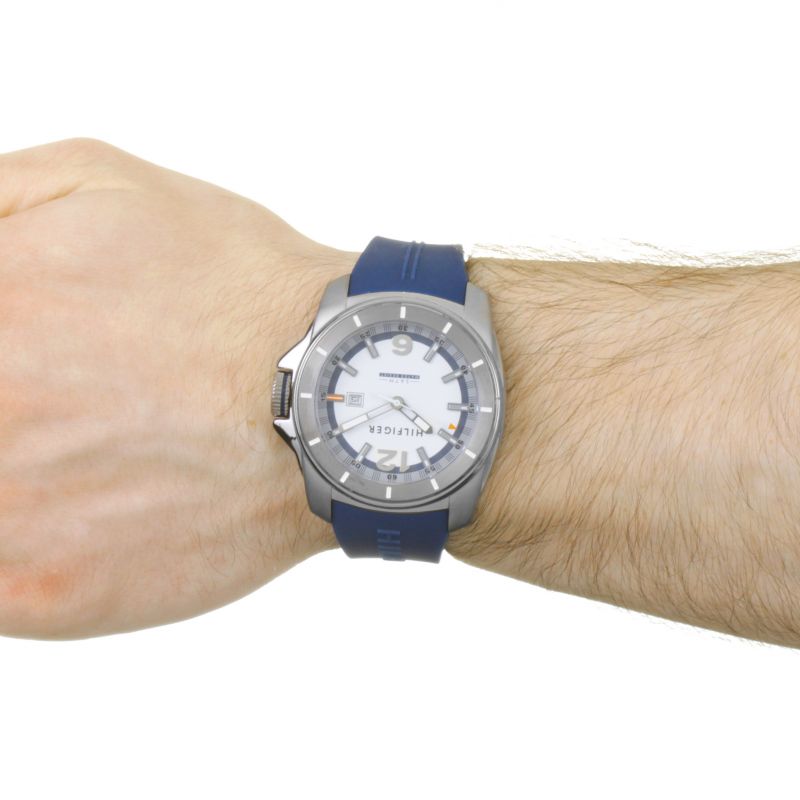 Tommy Hilfiger Windsurf White Dial Blue Rubber Strap Watch for Men - 1791113