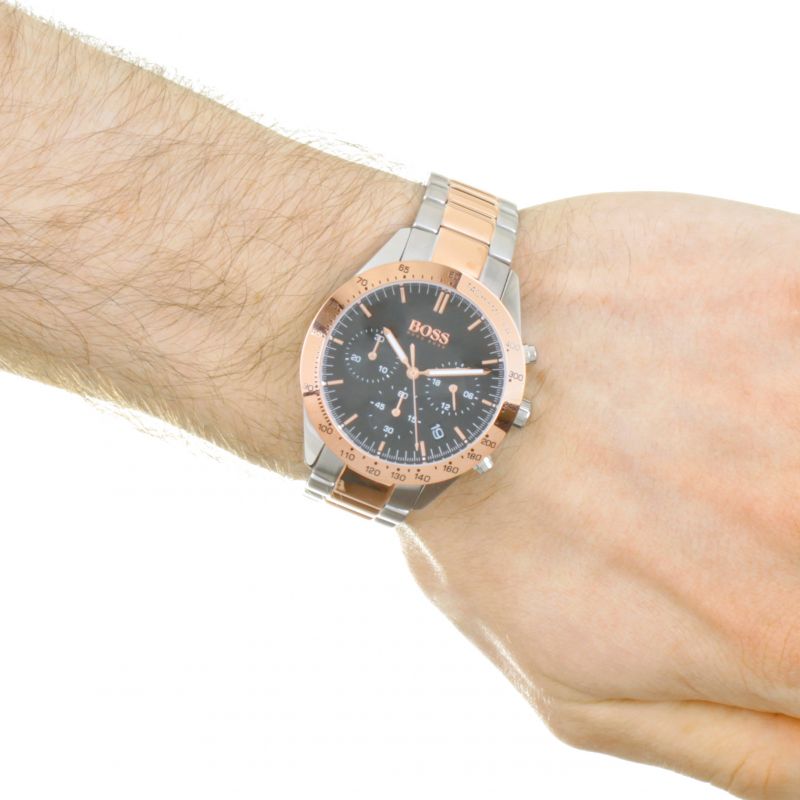 Shop Hugo Boss Talent Black Dial Two Tone Steel Strap Watch for Men - 1513584 in USA
