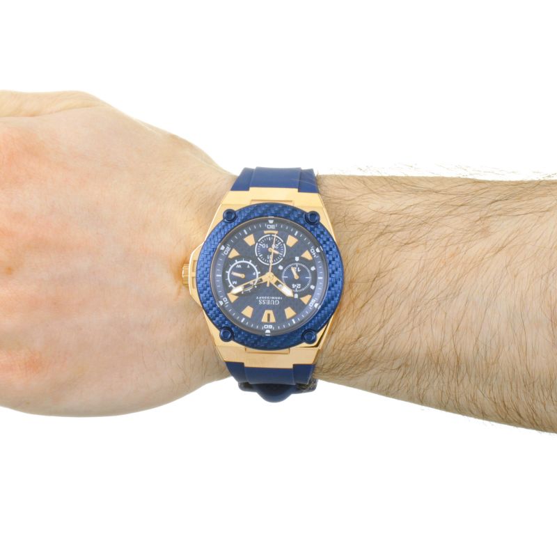 Guess Legacy Chronograph Blue Dial Blue Rubber Strap Watch For Men - W1049G9 Buy Now By Guess