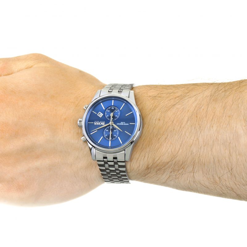 Hugo Boss Jet Blue Dial Silver Steel Strap Watch for Men - 1513384 Buy Now By Hugo Boss