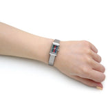 Shop Gucci G Frame Quartz Diamonds Green & Red Mother of Pearl Dial Silver Mesh Bracelet Watch For Women - YA147510 in USA