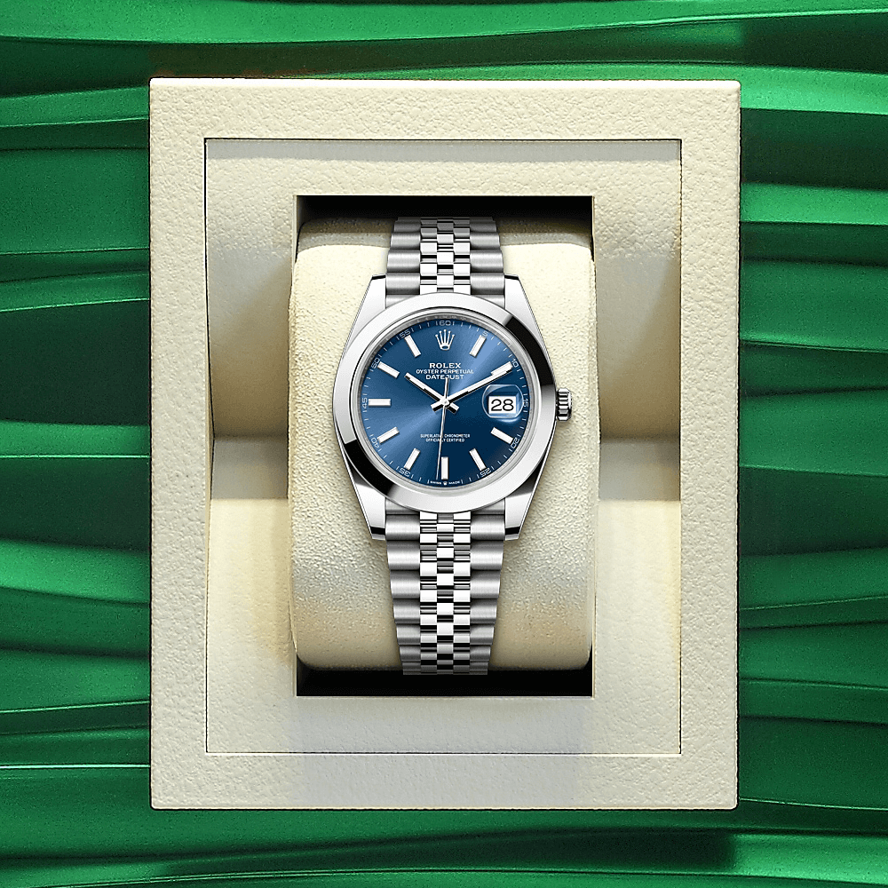 Rolex Datejust 41 Oyster Blue Dial Silver Oystersteel Jubilee Bracelet Watch for Men - M126300-0002