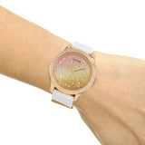 Guess Crush Crystals Gold Dial White Rubber Strap Watch for Women - W1223L3 Buy Now By Guess