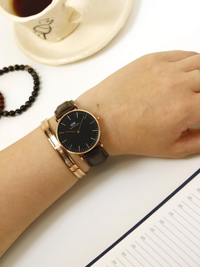 Daniel Wellington Classic York Black Dial Brown Leather Strap Watch For Women - DW00100140 Buy Now By Daniel Wellington