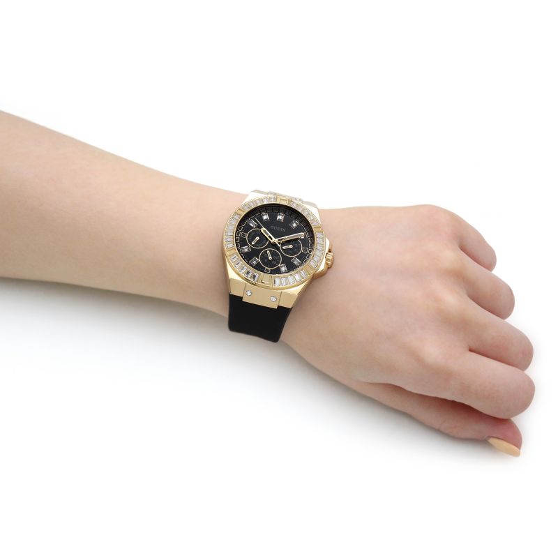 Shop Guess Venus Diamonds Black Dial Black Rubber Strap Watch for Women - GW0118L1 in USA