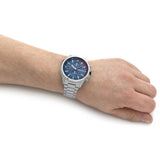 Hugo Boss Globetrotter Chronograph Blue Dial Silver Steel Strap Watch for Men - 1513823