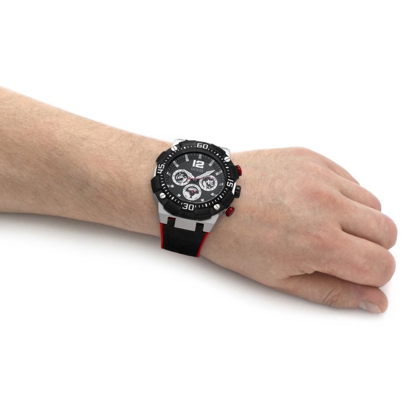 Guess Navigator Black Dial Black Rubber Strap Watch for Men - GW0264G1 Buy Now By Guess