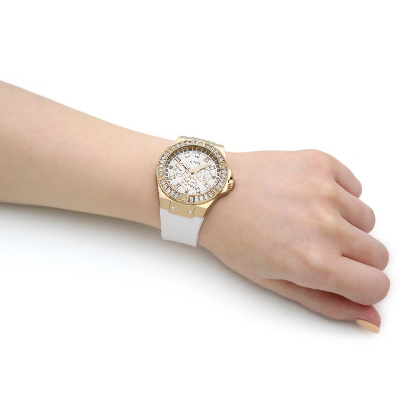 Shop Guess Venus Diamonds White Dial White Rubber Strap Watch for Women - GW0118L5 in USA