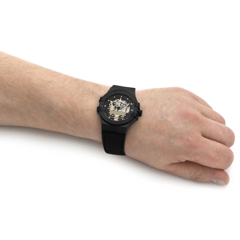 Maserati Potenza Automatic Black Dial Black Leather Strap Watch For Men - R8821108036 Buy Now By Maserati