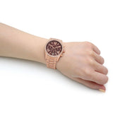 Michael Kors Lexington Chronograph Red Dial Rose Gold Steel Strap Watch For Women - MK7275 Buy Now By Michael Kors