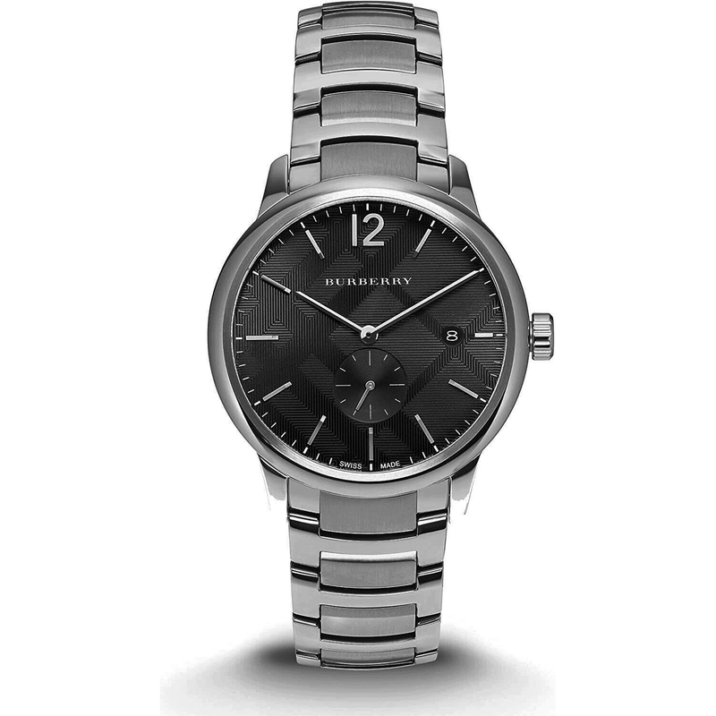 Shop Burberry The Classic Round Black Dial Silver Steel Strap Watch for Men - BU10005 in USA