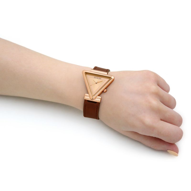 Guess Fame Quartz Rose Gold Dial Brown Leather Strap Watch For Women - GW0548L2 Buy Now By Guess