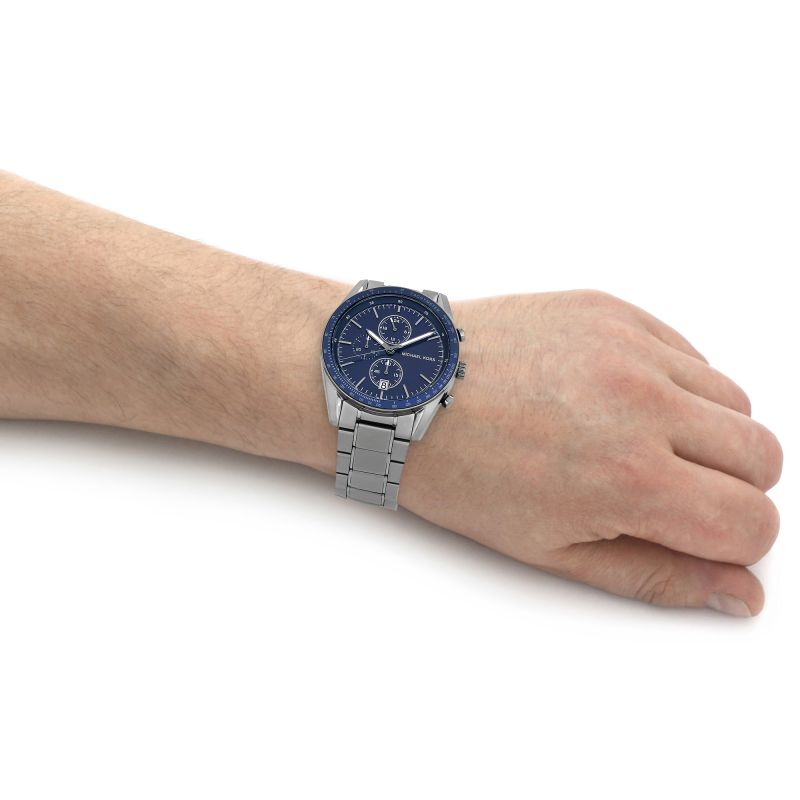 Michael Kors Accelerator Chronograph Blue Dial Grey Steel Strap Watch For Men - MK9111 Buy Now By Michael Kors