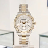 Shop Salvatore Ferragamo 1927 Chrono Silver Dial Two Tone Steel Strap Watch for Men - SFKZ00523 in USA
