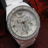 Emporio Armani Ceramica Chronograph White Dial White Ceramic Strap Watch For Women - AR1456 Buy Now By Emporio Armani
