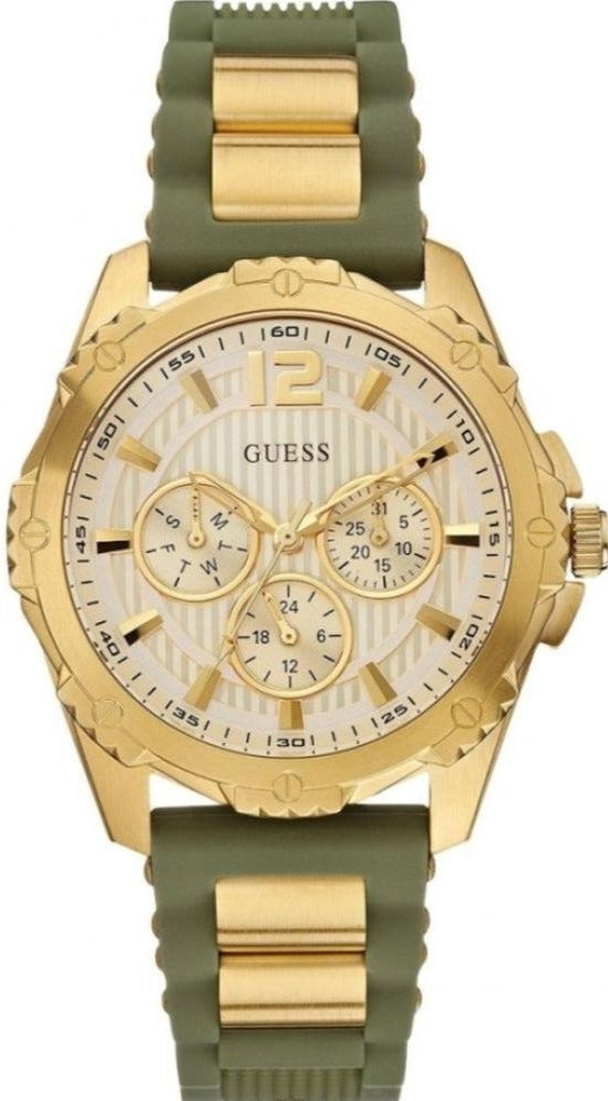 Shop Guess Interpid 2 Golden Dial Two Tone Silicon Strap Watch For Women - W0325L5 in USA