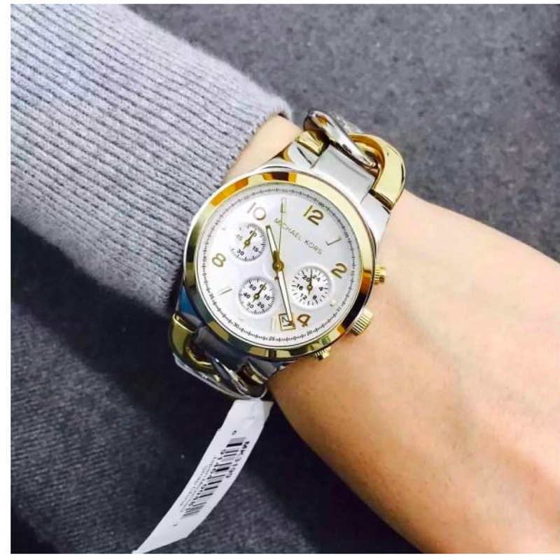 Michael Kors Runway White Dial Two Tone Steel Strap Watch for Women - MK3199 Buy Now By Michael Kors