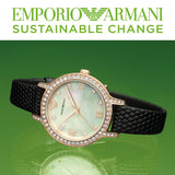 Emporio Armani Cleo Three-Hand Mother of Pearl Dial Black Leather Strap Watch For Women - AR11485 Buy Now By Emporio Armani
