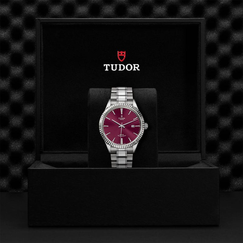 Tudor Style Automatic Burgundy Red Dial Silver Steel Strap Watch for Men - M12710-0015 Buy Now By Tudor