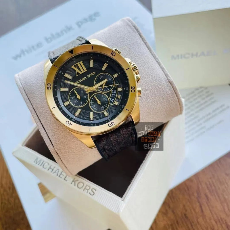 Michael Kors Brecken Chronograph Black Dial Brown Leather Strap Watch For Men - MK8849 Buy Now By Michael Kors