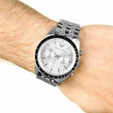Emporio Armani Sportivo Chronograph Silver Dial Silver Steel Strap Watch For Men - AR6073